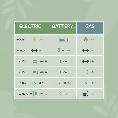A comparative table highlighting features of various hedge trimmer types