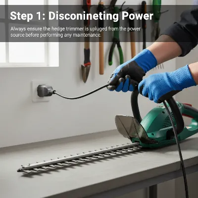 Step-by-step process of lubricating hedge trimmer blades safely